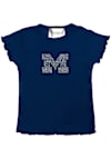 Main image for Girls Navy Blue Michigan Wolverines Lettuce Edge Short Sleeve Fashion T-Shirt