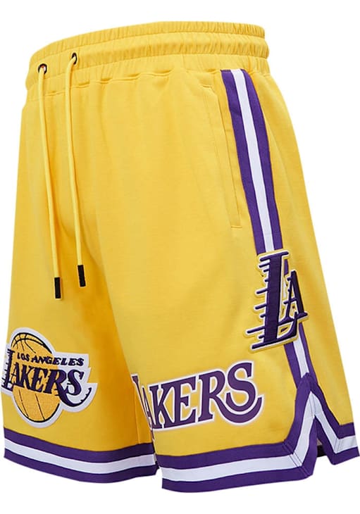 Los Angeles Lakers Mens Pro Standard YELLOW Chenille Shorts 64920254