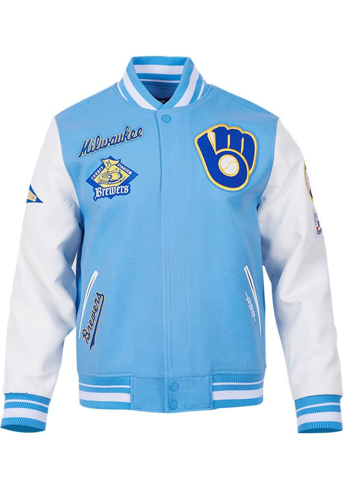 BREWERS ナイロンジャケット 青 Majestic Mens 2XL Milwaukee Baseball Brewers Full Zip Therma Base