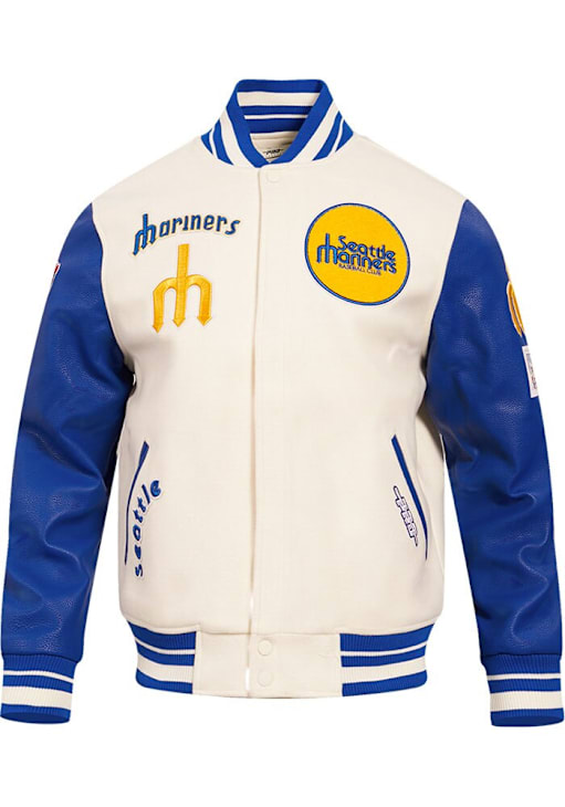 Mens Seattle Mariners Pro Standard Mens Retro Wool Varsity Heavyweight Jacket - White