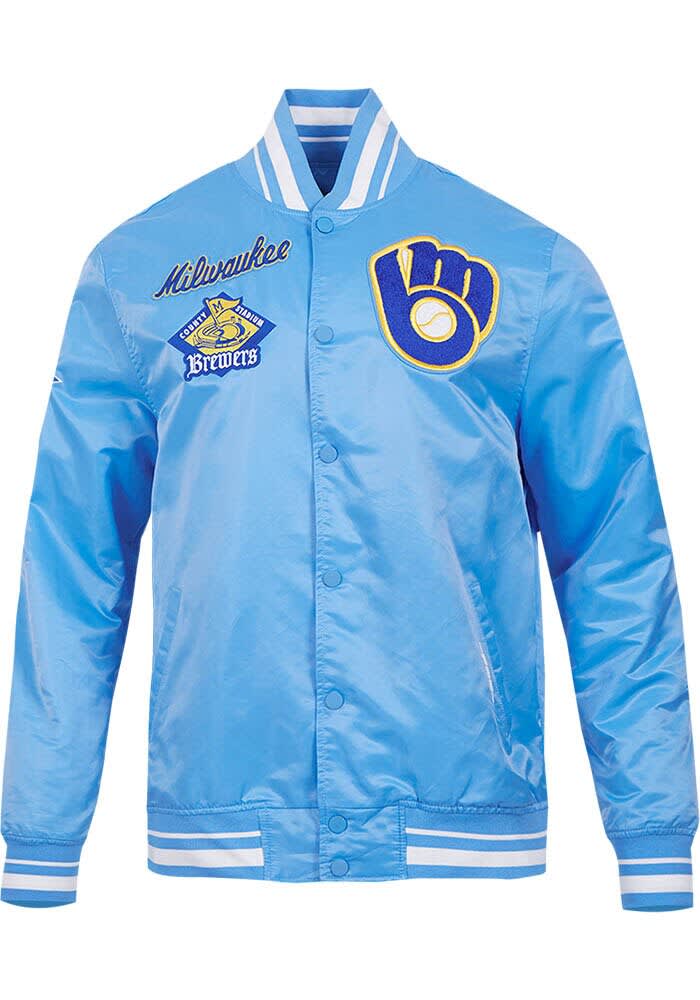 BREWERS ナイロンジャケット 青 Pro Standard Milwaukee Brewers Mens BLUE Retro Classic Satin