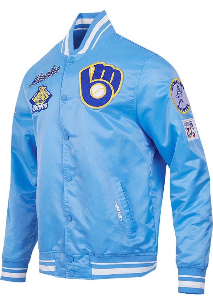 BREWERS ナイロンジャケット 青 Pro Standard Milwaukee Brewers Mens BLUE Retro Classic Satin Light