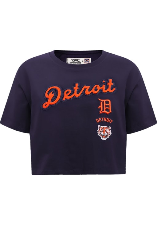 Pro Standard Detroit Tigers Womens Navy Blue Retro Boxy Short Sleeve T-Shirt