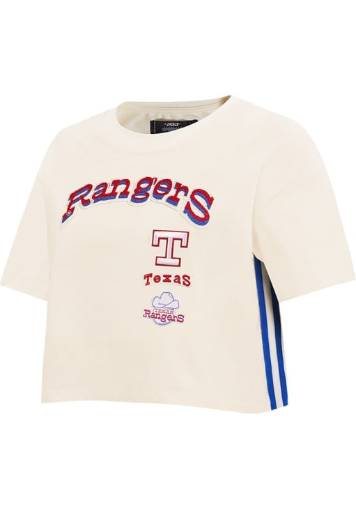 Pro Standard Texas Rangers Womens White Retro Boxy Short Sleeve T-Shirt