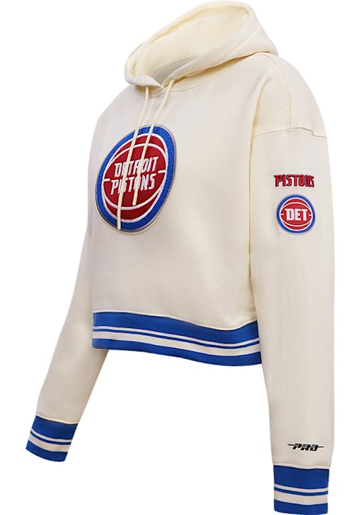 Pro Standard Detroit Pistons Womens White Retro Classic Cropped Hooded Sweatshirt