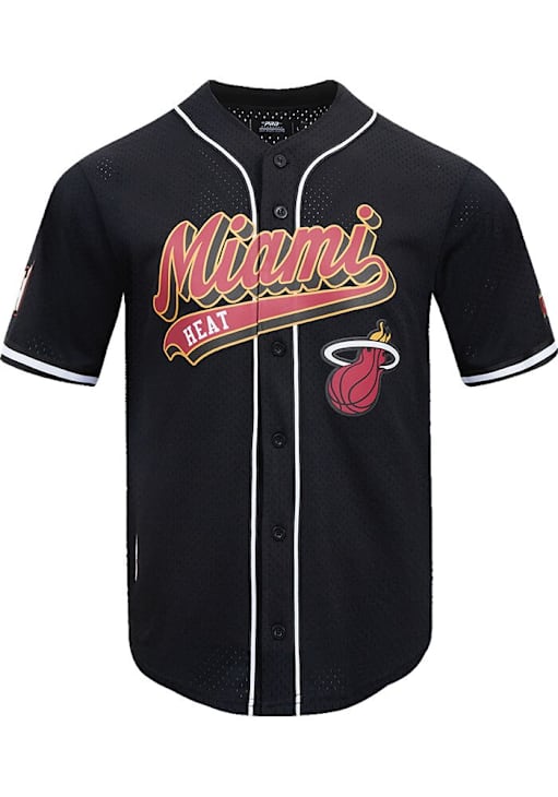 Pro Standard Miami Heat BLACK Script Tail Mesh Button Down Short