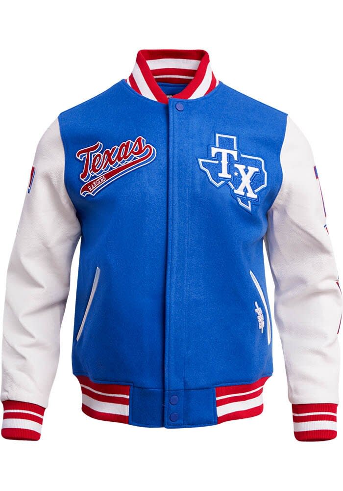 Texas Rangers Pro Standard Womens ROYAL/RED Script Tail Varsity