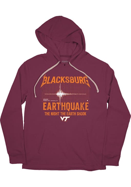 BreakingT Virginia Tech Hokies Mens MAROON Blacksburg Earthquake