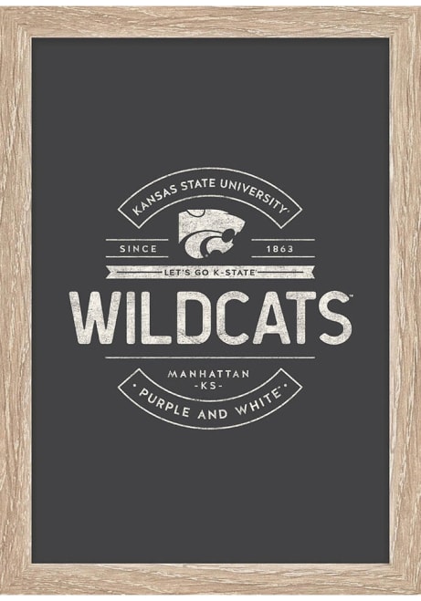 Grey K-State Wildcats Rustic Framed Sign