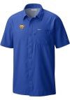 Main image for Mens Pitt Panthers Blue Columbia Heat Seal Slack Tide Camp Short Sleeve Dress Shirt