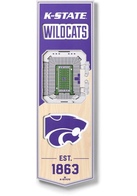 Purple K-State Wildcats 6x19 inch 3D Stadium Banner