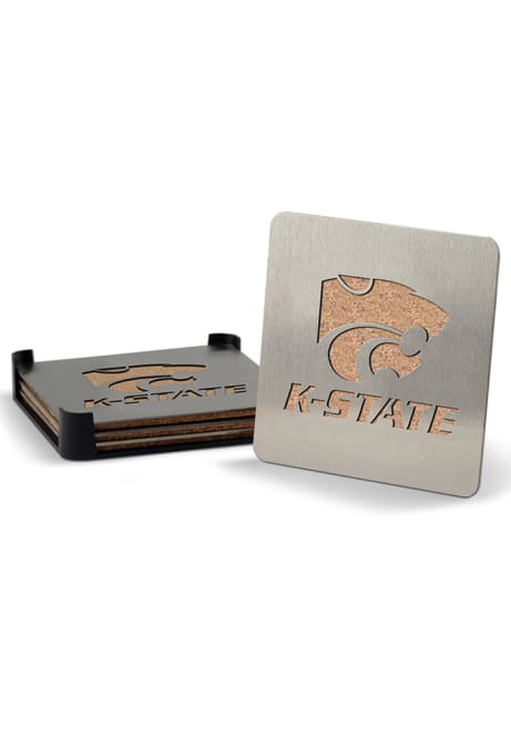 Silver K-State Wildcats 4pk Stainless Steel Coaster