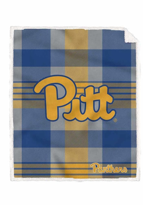 Gold Pitt Panthers Plaid Steel 60x70 Sherpa Blanket