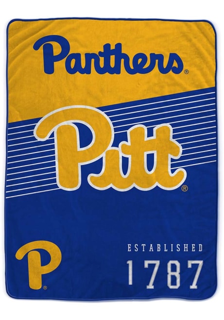 Blue Pitt Panthers Helmet Stripes Fleece Blanket