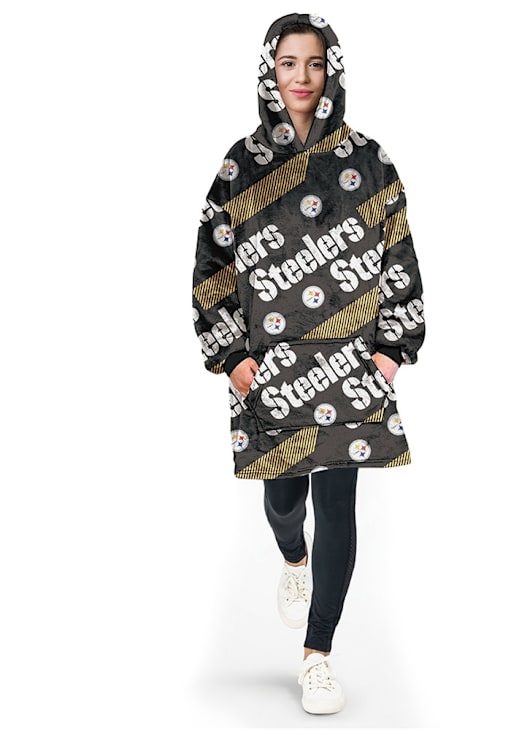 Pittsburgh Steelers Repeat Logo Hoodie Sherpa Blanket YELLOW
