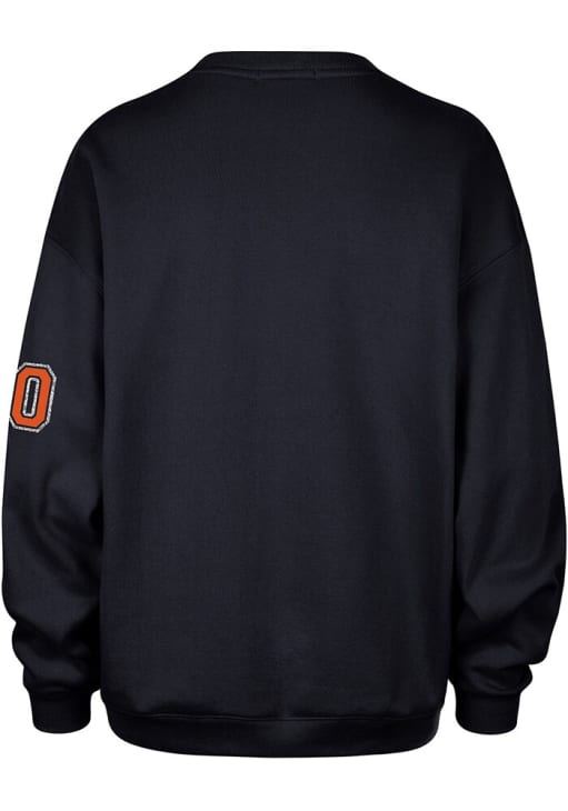 47 Denver Broncos Womens Navy Blue Stoney Clover Glitter Oversized Crew Sweatshirt