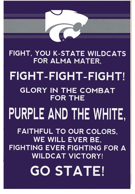 Purple K-State Wildcats Fight Song Sign