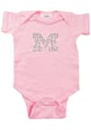 Main image for Baby Pink Michigan Wolverines Clear Stones Short Sleeve One Piece