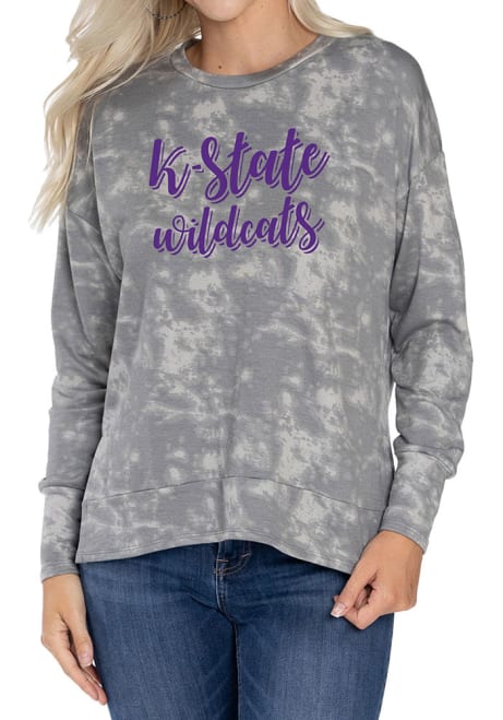 Womens K-State Wildcats Grey Flying Colors Brandy Crew Sweatshirt