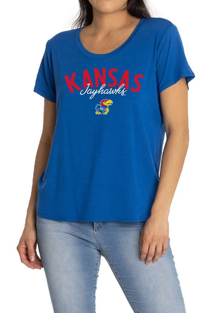 Flying Colors Kansas Jayhawks Womens ROYAL Scarlett T-Shirt