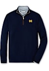 Main image for Mens Michigan Wolverines Navy Blue Peter Millar Autumn Crest Suede Trim Qtr Zip Pullover