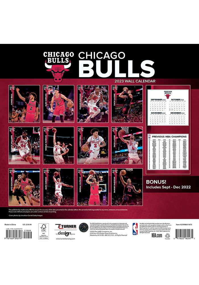 Chicago Bulls 12x12 Team 2023 Wall Calendar