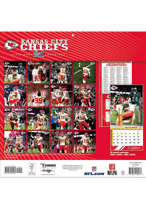 Kansas City Chiefs 2024 Team Wall 12x12 Calendar
