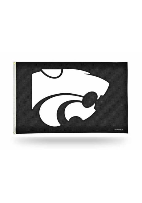 Black K-State Wildcats Carbon Fiber 3x5 ft Silk Screen Grommet Flag