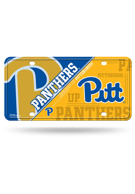 Yellow Pitt Panthers Metal License Plate