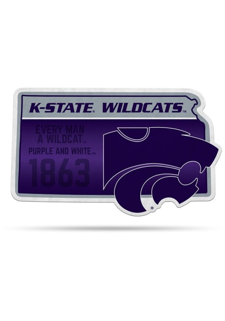 Purple K-State Wildcats State Shape Pennant