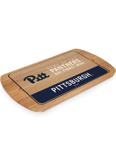 Pitt Panthers Brown Picnic Time Billboard Glass Top Serving Tray
