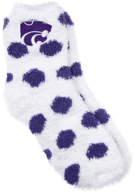 Reverse Fuzzy Dot K-State Wildcats Womens Quarter Socks - Grey