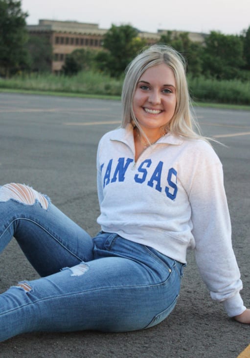 Kansas Jayhawks Womens Ash Cropped Qtr Zip