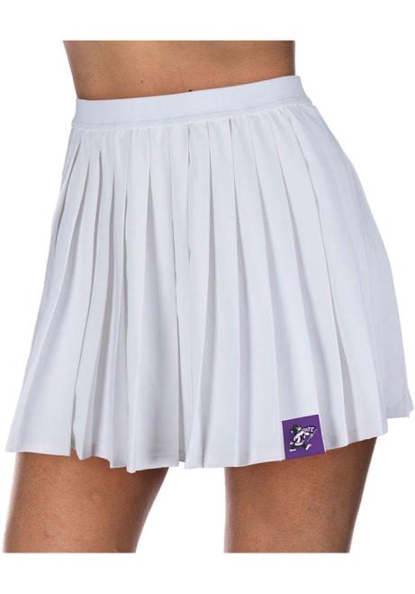 Womens White K-State Wildcats Pleated Skirt