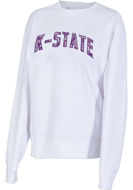 Womens White K-State Wildcats Sport Crew Sweatshirt