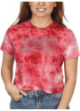Ohio State Buckeyes Womens Cropped Cloud Dye T-Shirt - Red
