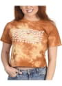 Texas Longhorns Womens Cropped Cloud Dye T-Shirt - Burnt Orange