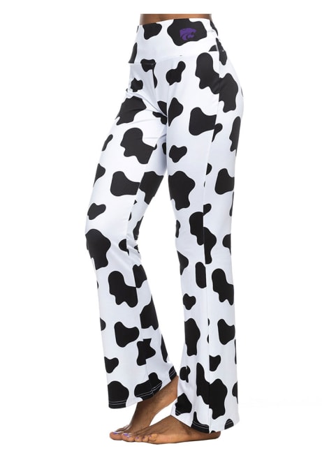 Womens White K-State Wildcats Cow Print Flare Pants