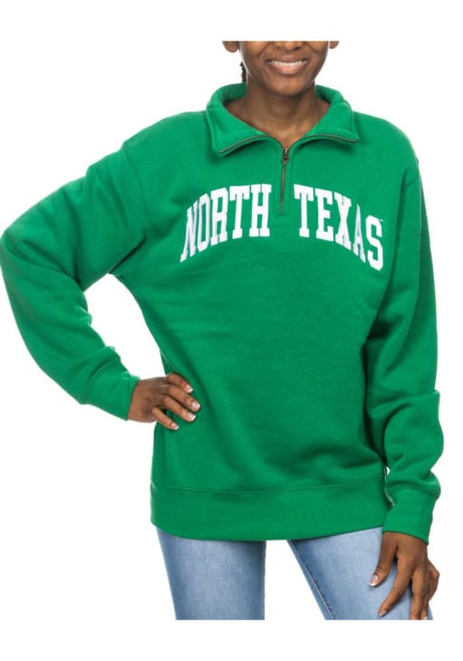 UNT Mean Green Womens Kelly Green Sport Fleece Long Sleeve 1/4 Zip