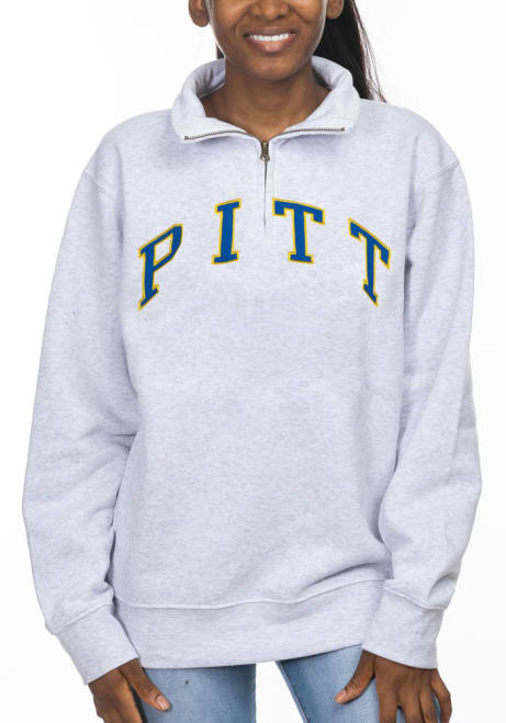 Womens Ash Pitt Panthers Sport Fleece Qtr Zip