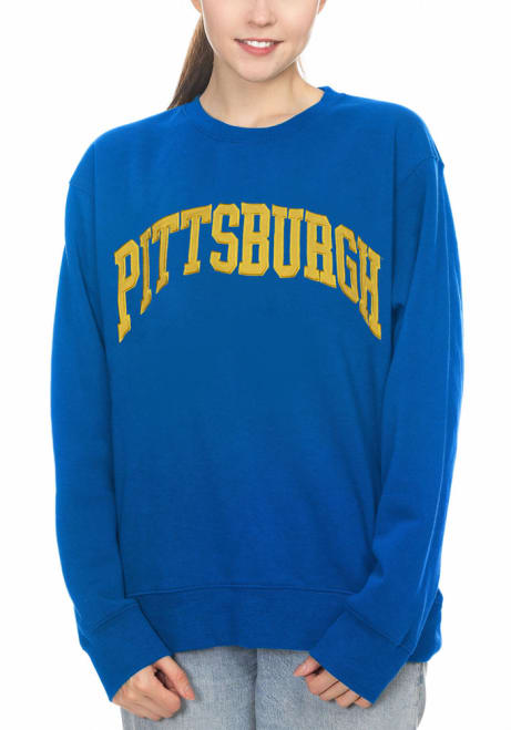 Womens Blue Pitt Panthers Sport Fleece Crew Sweatshirt