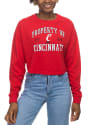 Cincinnati Bearcats Womens Drop Shoulder Cropped T-Shirt - Red