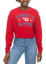 Dayton Flyers Womens Drop Shoulder Cropped T-Shirt - Red