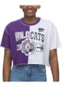 K-State Wildcats Womens Crop Patchwork T-Shirt - Purple