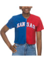 Kansas Jayhawks Womens Crop Colorblock Zipper T-Shirt - Blue