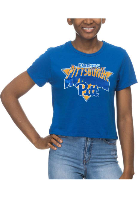 Pitt Panthers Crop Short Sleeve T-Shirt - Blue