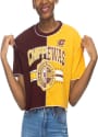 Central Michigan Chippewas Womens Crop Patchwork T-Shirt - Maroon