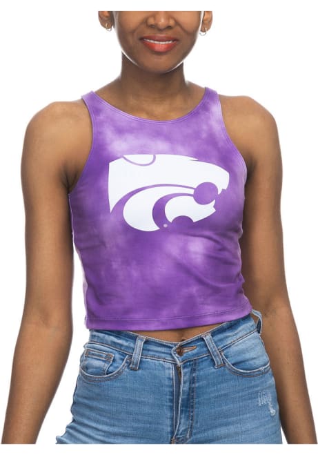 Womens Purple K-State Wildcats Mist First Down Crop Tank Top