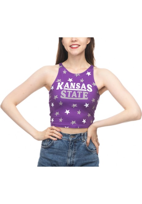 Womens Lavender K-State Wildcats Star First Down Crop Tank Top
