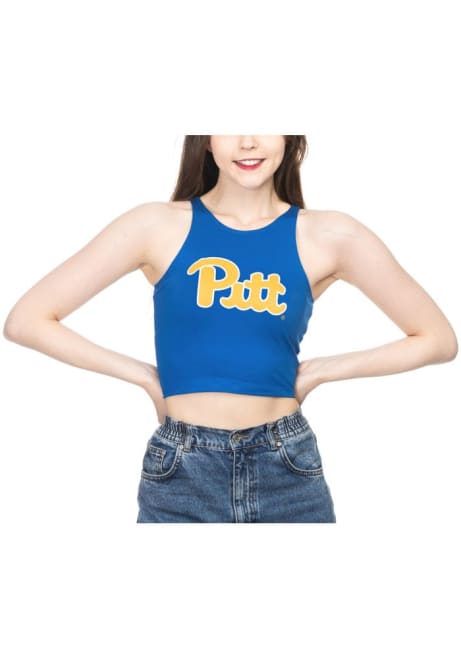 Womens Blue Pitt Panthers First Down Crop Tank Top